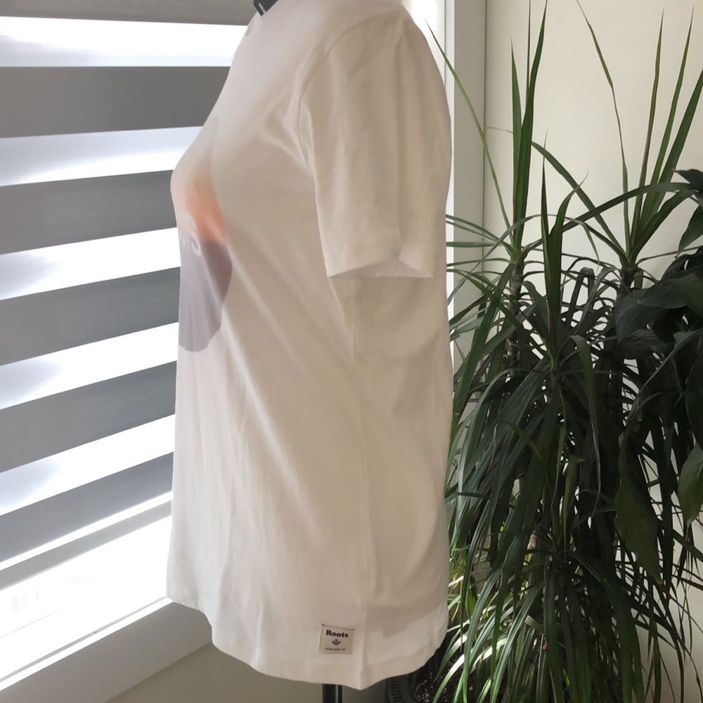 Roots Quality Ladies T-Shirt Size Sm. NWT Crisp White Sunset Horizon T-shirt - Picture 6 of 9